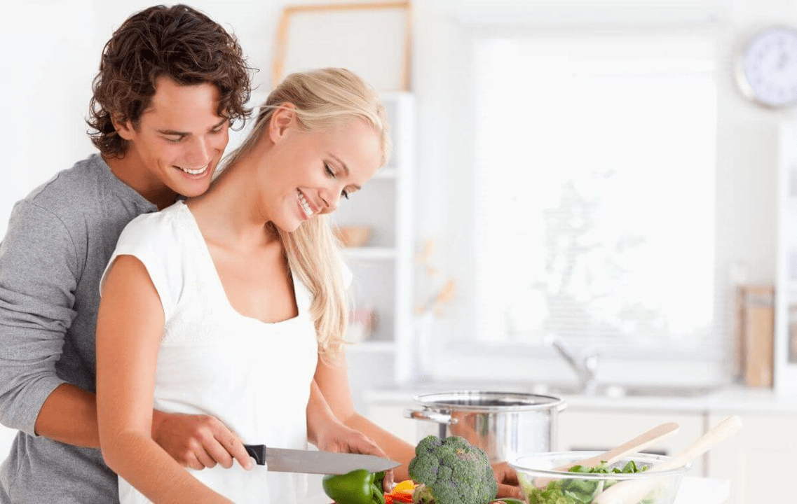 A young kitchen couple